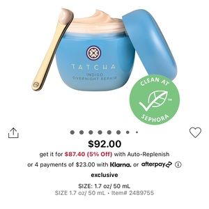 Tatcha indigo overnight repair cream